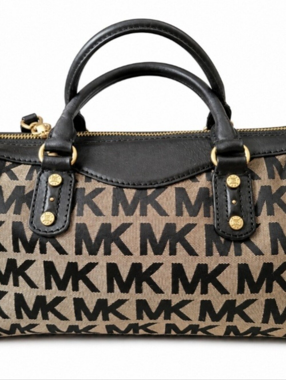 Vintage Michael Kors Black & Tan Jacqaurd/Leather Satchel ***NEAR PERFECT*** - Picture 13 of 13